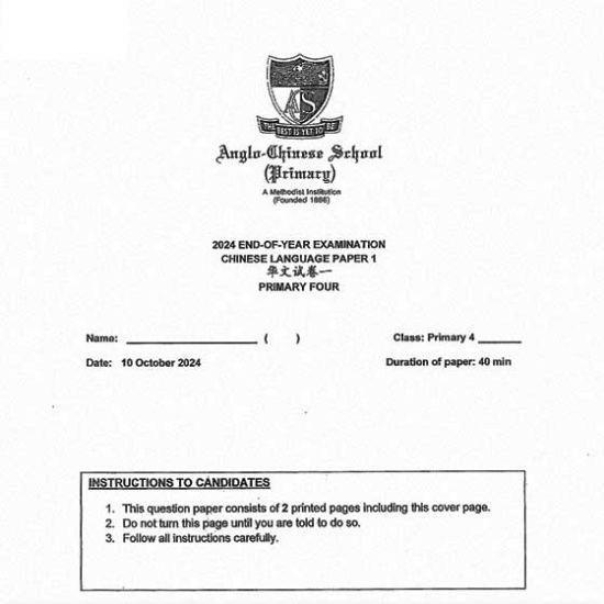 图片 P4 小学四年级华文 | 2011 - 2024 | 新加坡名校试卷